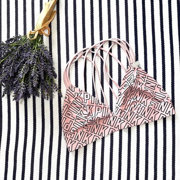NWOT PINK Victoria’s Secret Logo Bonded Triangle Bralette Medium - Picture 4 of 7